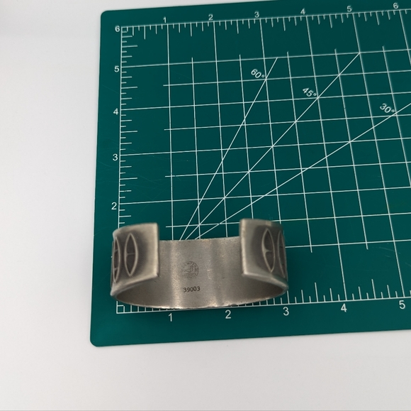 Modernist Abstract Design Norwegian Pewter Bracelet Brodrene Mylius Mid Century - Picture 8 of 9